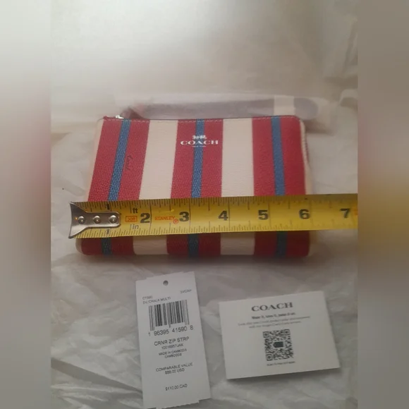 New Coach Wristlet In Stripe Print Multi Color With Tags - Picture 3 of 7